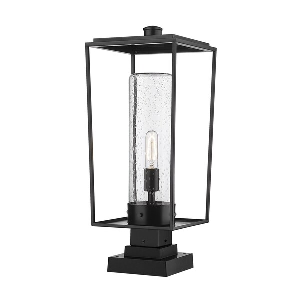 Z-Lite Sheridan 1 Light Outdoor Pier Mounted Fixture, Black And Seedy 594PHBS-SQPM-BK - main